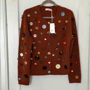 Tory Burch NWT Runway. Size XL. Button-Embellished Sweater 100% Wool